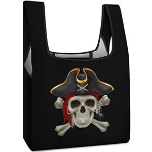 Piraat Schedel Herbruikbare Boodschappentas Met Handvat Opvouwbare Boodschappen Tote Tas Grote Capaciteit Lichtgewicht Handtas Voor Mannen Vrouwen