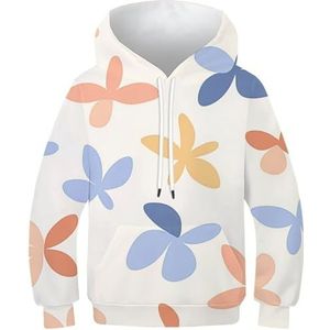 RNDKAUUIE Bloemenpatroon jongens meisjes hoodie 3D unisex kinderen hoodie lange mouwen pullover bloemen en planten hoodie sweatshirt met zakken, Stijl-7, 13-15 Years