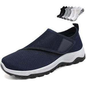 Fitville Diabetische Schoenen Heren Extra Breed Senior Gezondheid Pantoffels Heren Met Klittenbandsluiting Voor Gezwollen Voeten Grijs 46.5 EU X-Breed