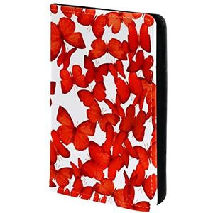 Rode vlinders patroon paspoorthouder, paspoorthoes, paspoortportemonnee, reisbenodigdheden, Meerkleurig, 11.5x16.5cm/4.5x6.5 in