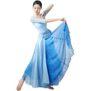 Flamenco Skirt for Women 720 Degree Full Circle Swing Skirt Spanish Dance Costume Adult Flowy Ruffled Layered Skirt for Performances Halloween Party Red Crayon Theme Outfit(Sky blue skirt_XL)