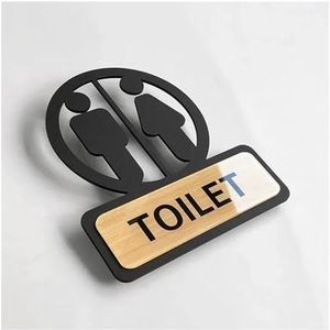 Toilet bewegwijzering toilet teken zelfklevende badkamer signage toilet herinnering teken opknoping plaque voor bedrijf kantoor openbare deur muur speelgoed borden (kleur: 1, maat: 13,5 x 15 cm)