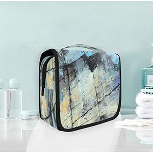 Blauwe aquarel schilderij kunst opknoping opvouwbare toilettas make-up reisorganisator tassen tas voor vrouwen meisjes badkamer