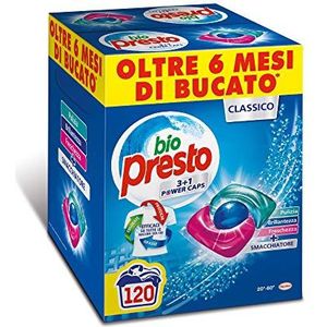 Bio Presto Power Caps Classic, voorgedoseerd wasmiddel in capsules, 2 verpakkingen met 60 wasbeurten (120 wasmachines)