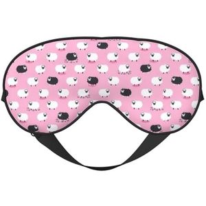 Wit schaap op roze achtergrond afdrukken veelzijdige slaap oogdekking zacht oogmasker omkeerbaar voor meditatie en reizen oogmasker unisex