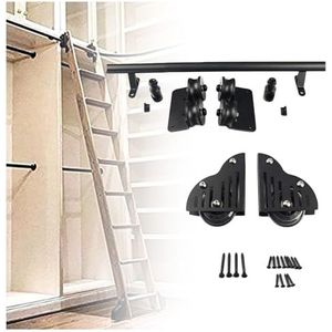 Rolling Ladder Hardware Bibliotheek Ronde Track/rail+vloerrolwielen, 3,3ft-26,2ft Ronde Buis Mobiele Ladderrail (geen Ladder) For Binnen/huis/zolder (Size : 16.4ft/500cmtrack kit)