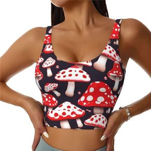 Rood Wit En Paddestoel Print Casual Wear Vrouwen Sport Vest Yoga Vest Workout Vest Voor Vrouwen Lichtgewicht Trendy, Zwart, S