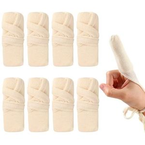 8 stuks vingerverband buisvormige vingerdressing 3 x 8,5 cm vinger bobs kinderbedjes vrienden katoenen hoes voor gebruik EHBO-vingerbescherming (beige)