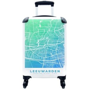 MuchoWow® Koffer - Stadskaart - Leeuwarden - Blauw - Past binnen 55x40x20 cm en 55x35x25 cm - Handbagage - Trolley - Fotokoffer - Cabin Size - Print