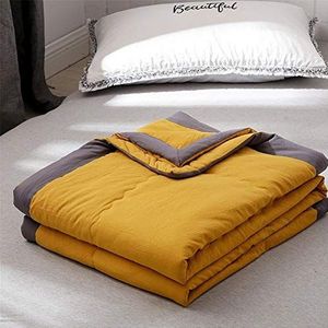 Fansu Omkeerbare gewatteerde sprei airconditioning dekbed beddengoed set sofa airco bedrukte quilt (geel, 140 x 200 cm)