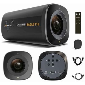 AVMATRIX Eagle T10-4K Live Streaming Camera, 4K 10x optische zoom 75,4° groothoek, ToF autofocus videocamera, Full HD 1080p 60fps met USB 3.0 en HDMI-uitgang, compatibel met OBS/zoom/teams