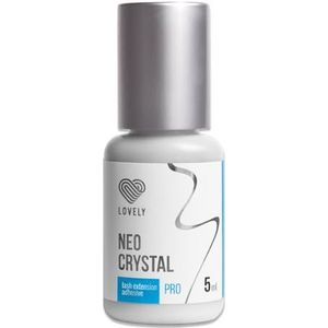 LOVELY NEO Crystal Wimperlijm, transparant, voor gekleurde wimpers, 1 sec droogtijd, 8 weken hechtkracht, wimperlijm voor verlenging, studio's geschikt, 5 ml