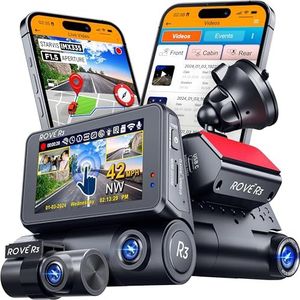 Rove R3 Dash Cam, 3 inch IPS Touch Screen, 3 kanalen Dash Cam voor en achter met cabine, geïntegreerde GPS, 5,0 GHz WiFi, 2K 1440P + 1080P, 24-HR parkeermonitor, supercapaciteit, ondersteunt tot 256