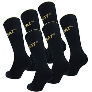 Caterpillar Executive Work Socks 6 paar heren-werksokken, halfhoge hoogte, teen en hiel met handversterkte versteviging, uitstekende kwaliteit gekamd katoen (Zwart, 39-42)