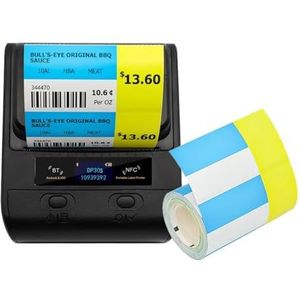 DP30S 80 Mm Mini Draagbare Thermische Printer Met 2 Rollen Black Mark Label Sticker BT Barcode Maker Helder Afdrukken(DP30S 2Roll 75x38T)