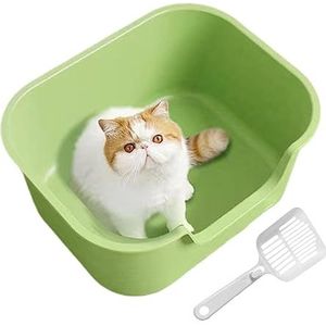 Grote kattenbakbak - kattenbakbak - grijze grote kattenbak bak hoogzijdig UK diep toilet volwassen katten kitten pan huisdier toilet - hoogzijdige doos met schep voor huisdieren