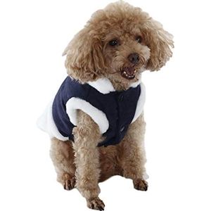 WFZ17 Katoen-gewatteerde hoge kraag stof patched hond vest huisdier kleding voor herfst winter marine blauw L