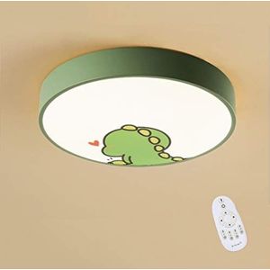 LIUNIAN Ultradunne ronde plafondlamp led 6 cm creatieve dinosaurus-cartoons, traploze dimbare plafondlamp voor jongens en meisjes slaapkamer, met afstandsbediening, diameter 30 cm, 18 W