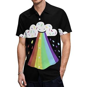 Rainbow Blast Hawaiiaanse shirts voor heren, casual overhemd met korte mouwen, knoopsluiting, vakantie, strandshirts, XS