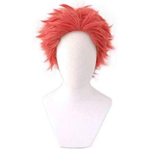 Ani·Lnc Akaza Cosplay Pruik Demon Slayer Kimetsu no Yaiba Roze Rood Synthetisch Haar Voor Volwassen Halloween