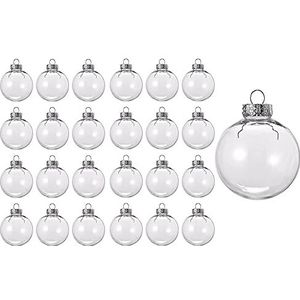 Torribala 24 stuks transparante kunststof kerstballen, 8 cm DIY vulbaar kerstboom decoratieornament kunsthandwerk