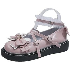 Fashion New Women's Mary Jane Schoenen Fashion Herfst Bow-Knot Gesp Vrouwen Schoenen Japanse Student Uniform Lolita Ronde Teen Platte Schoenen, roze, 42 EU