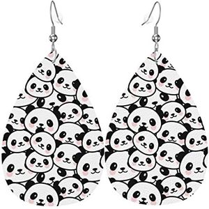 Oorbellen Leuke Panda Dangle Earring Mode Faux Lederen Oorbellen Vintage Teardrop Lederen Oorbellen Voor Gift Bridal Accessoire, 3.8cm, Leer, Geen edelsteen