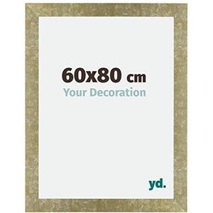 Your Decoration - Fotolijst 60x80 cm - MDF Fotolijst met Acrylglas - Ontspiegeld Glas - Uitstekende Kwaliteit - Goud Antiek - Mura,