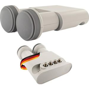 SCHWAIGER -5095- Monoblock Quad LNB | digitaal | 4 abonnees | 2 LNB's in één behuizing | dubbele LNB | voor gebruik met een schotelantenne | multifeed geschikt met weerbestendige afdekking