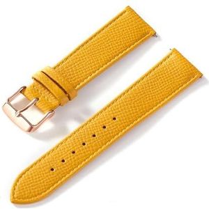 Jeniko Palm Bedrukte Lederen Band Echte Koeienhuid Horlogeband Handgemaakte Blauw Geel Bruin Bruin Heren Dameshorloge Armband (Color : Yellow rose buckle, Size : 15mm)