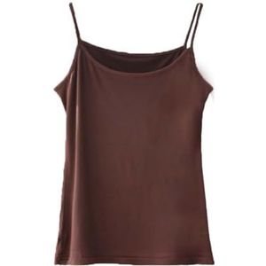 YWTAENOH Modal hemdje voor dames, spaghettibandjes, tanktop, basic cami-shirts, tube-tops, Koffie, 50