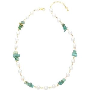 Dames barokke zoetwaterparelketting groen natuursteen kralenketting choker vergulde sieraden geschenken (Style : Nkeb511)