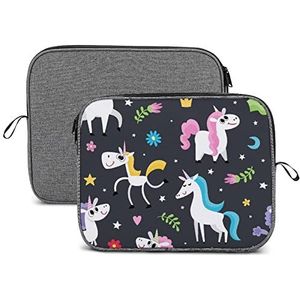 Magic Horse met hoorn en fee elementen laptop sleeve case beschermende notebook draagtas reizen aktetas 13 inch