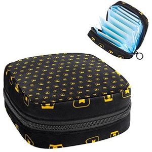 Honing Pot Patroon op Zwarte Achtergrond-01, Periode Pouch Draagbaar, Tampon Opbergtas, Tampon Houder voor Portemonnee Vrouwelijke Product Organizer, Meerkleurig, 4.7x6.6x6.6 in/12x17x17 cm