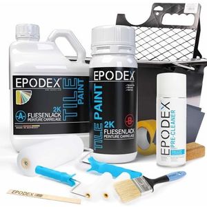 EPODEX® 2K TILE PAINT | tegellak | tegelverf vloer muur | + accessoireset | 45 kleuren wit bont | geurneutraal oplosmiddelvrij slijtvast | kwantitatieve korting 1,8-60 kg