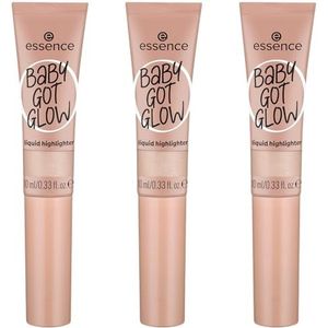 essence Baby Got Glow vloeibare highlighter, nr. 10, goud, definiërend, expresresultaat, eenvoudig te verwijderen, glanzend, veganistisch, olievrij, zonder parabenen, zonder microplasticdeeltjes,