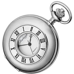 Burleigh Mens Albert Quartz Pocket Horloge - Zilver