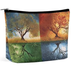NKJJSTES Grote Capaciteit Kosmetische Zak Waterdichte Cosmetische Organisator Vier Seizoen Boom van het Leven Cosmetische Accessoires Organizer voor Vrouwen/, Vier Seizoen Levensboom, Eén maat