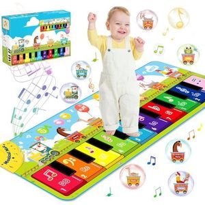 ZLPBAO Muziekmat met 7 dieren, groot babyspeelgoed, dansmat, muziekmat, pianomat, kinderspeelgoed vanaf 1 jaar, kinderspeelgoed, cadeaus met 7 instrumenten voor jongens en meisjes van 1, 2, 3, 4 jaar