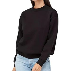 Dames Basic Crew Neck Sweatshirt Bushed Fleece Casual Effen Zwarte Top Trui Jumper Boyfriend Fit Ex High Street UK 8-22, Zwart, 48