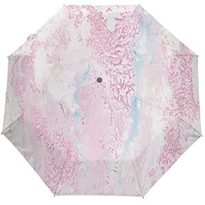 Marmer Inkt Roze Blauw Automatische Opvouwbare Paraplu UV-bescherming Auto Open Sluiten Opvouwbare Zonneblokkering Paraplu's voor Reizen Vrouwen Jongens Meisjes
