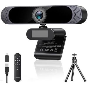 DW49-PRO Webcam 4K HD Auto Webcamera Afstandsbediening for PC Mac/Streaming/Videogesprek/Zoom/Skype/Teams