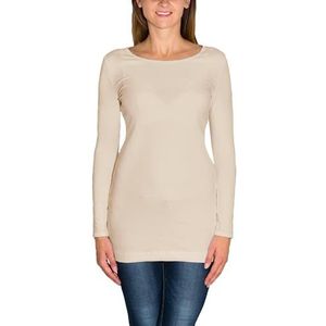 Alkato Dames Shirt met Lange Mouwen Tuniek, Lichtbeige, XXL