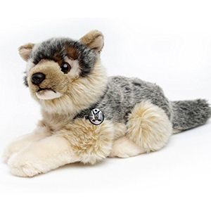 RAYKA Wolf Puppy, knuffeldier, liggend 28 cm, pluche dier, wolfje