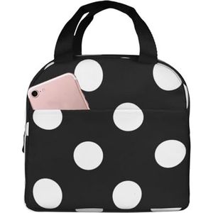 KONGNY Zwart-witte Polka Dot 1, Lunch Bag Geïsoleerde Lunch Box Duurzame Koelere Thermische Zak Waterdichte Lunch Tote Bag, zoals afgebeeld, Eén maat