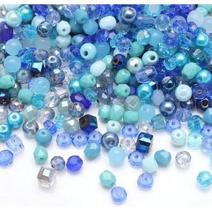 100 stks/partij 6mm gemengd gefacetteerd glas ronde losse spacer kralen kristalglas parel ambachten voor sieraden maken DIY armband oorbellen-blauw