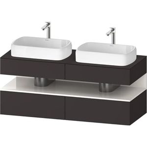 Duravit Qatego console badmeubel, 2 uittrekelementen, 2 laden, 2 uitsparingen, 1400x550x600mm, nis wit hoogglans, QA4767022, Kleur: grafietmetaal