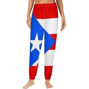 Puerto Rico vlag dames pyjama lounge broek elastische tailleband nachtkleding broek print