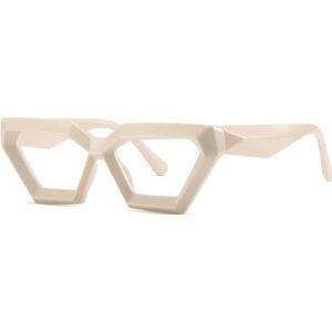 Halloween-cadeau Modieuze montuur, Cat Eyes Brilmontuur met Glazen Unisex Multicolor 143x150mm(Beige)