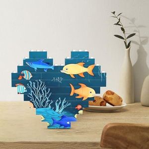 Bouwsteenpuzzel hartvormige bouwstenen onderwater wereld van vis puzzels blok puzzel voor volwassenen 3D micro bouwstenen voor huisdecoratie bakstenen set